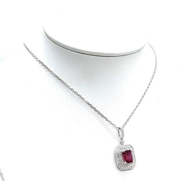 Diamond Rubellite Tourmaline Necklace 18" 18k G 1.80 TCW Certified $4,950 921140 - Picture 14 of 16